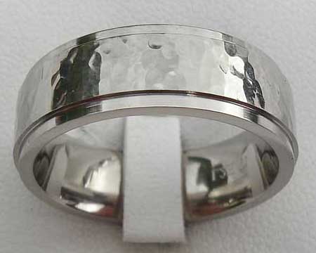 Beaten Titanium Wedding Ring