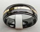 Black & Gold Inlay Mens Wedding Ring