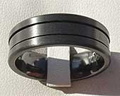 Black Grooved Mens Wedding Ring