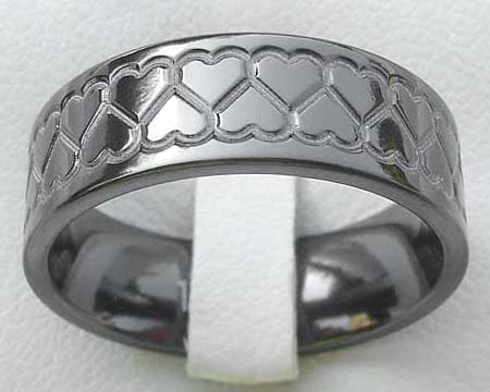 Black Hearts Mens Wedding Ring