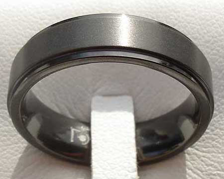 Black Stepped Mens Wedding Ring