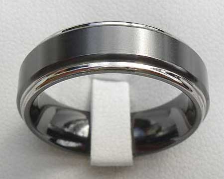 Black Two Tone Mens Wedding Ring