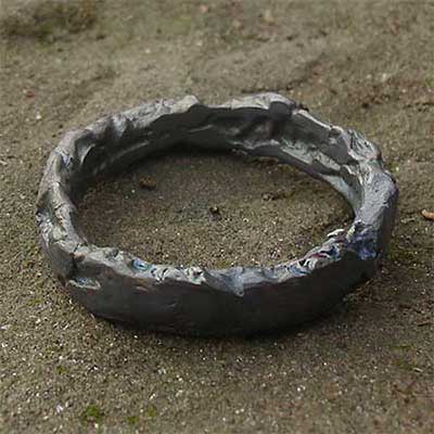 Blackened sterling silver wedding ring