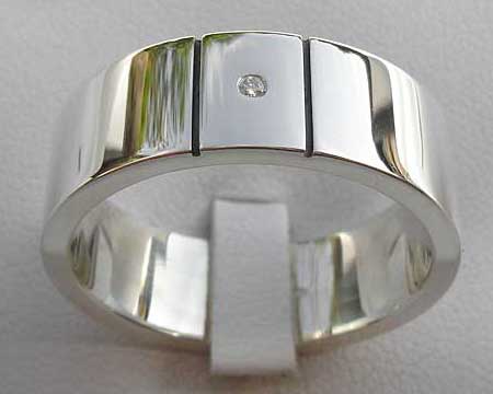 Contemporary Diamond Mens Wedding Ring