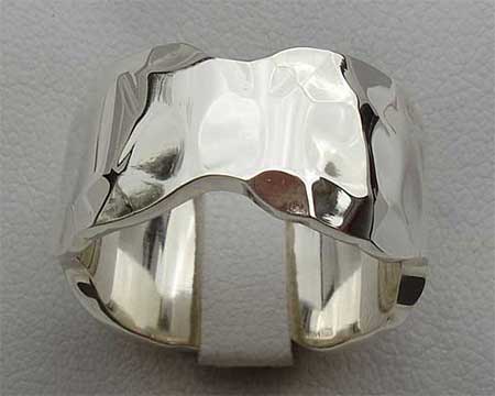 Designer Hammered Silver Wedding Ring