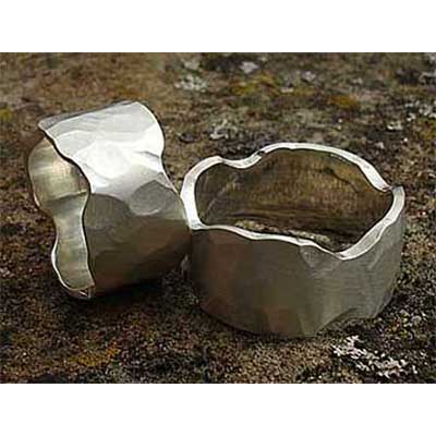 Designer Hammered Silver Wedding Rings