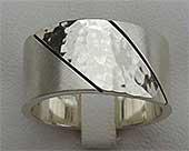 Diagonal Two Tone Silver Wedding Ring