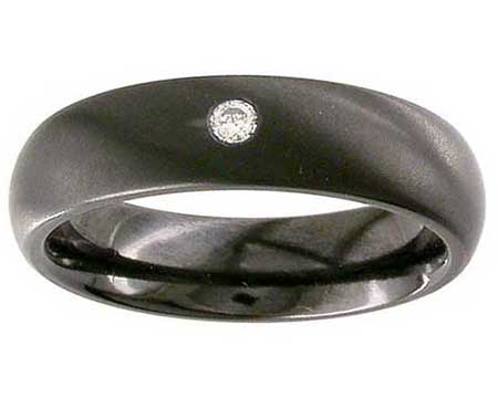 Diamond Domed Black Wedding Ring