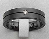 Diamond Set Black Wedding Ring