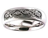 Dog Symbol Domed Celtic Wedding Ring