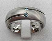 Domed Blue Diamond Wedding Ring