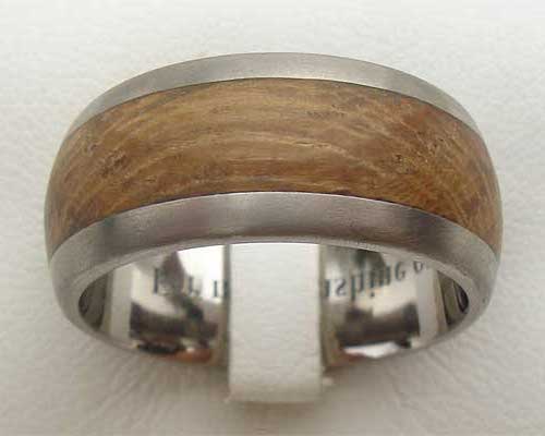 Domed Titanium & Wood Wedding Ring