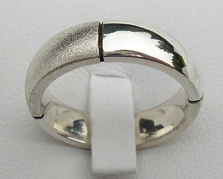 Domed Twin Finish Silver Wedding Ring