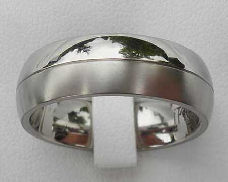 Domed Two Tone Titanium Wedding Ring
