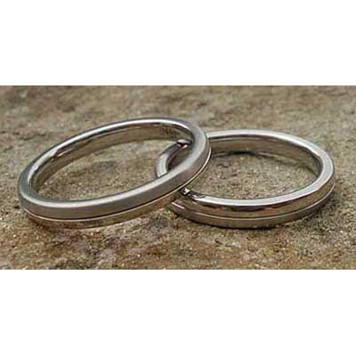 Domed Two Tone Titanium Wedding Rings