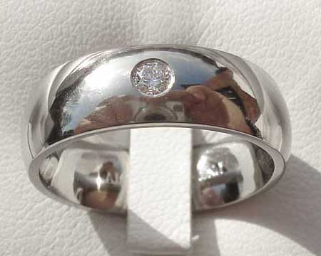 Domed White Diamond Wedding Ring