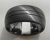 Double Grooved Black Mens Wedding Ring