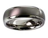 Dual Finish Domed Titanium Wedding Ring