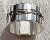 Etched Silver Mens Wedding Ring