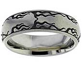 Flaming Fire Titanium Wedding Ring