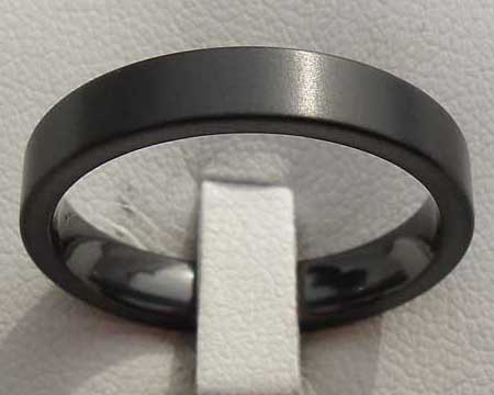 Flat Black Mens Wedding Ring
