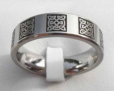 Flat Celtic Symbol Wedding Ring