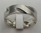 Flat Designer Silver Wedding Ring