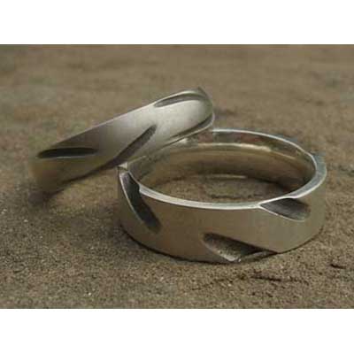 Flat Designer Silver Wedding Rings