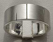 Flat Profile Etched Silver Mens Wedding Ring
