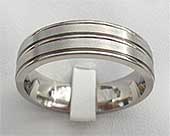 Flat Profile Grooved Titanium Wedding Ring