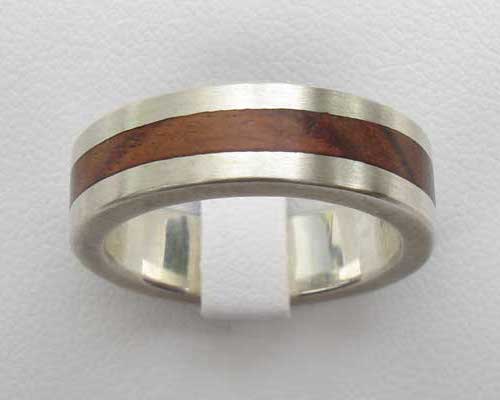 Flat Inlaid Wood Wedding Ring