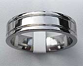 Flat Grooved Titanium Wedding Ring