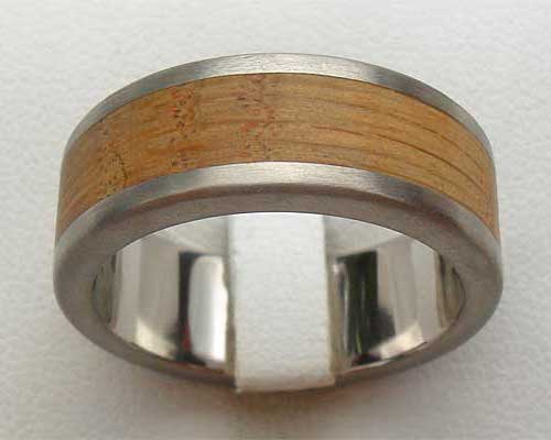 Flat Titanium & Wooden Wedding Ring