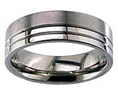 Flat Two Tone Titanium Wedding Ring