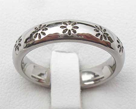 Flowers Titanium Wedding Ring