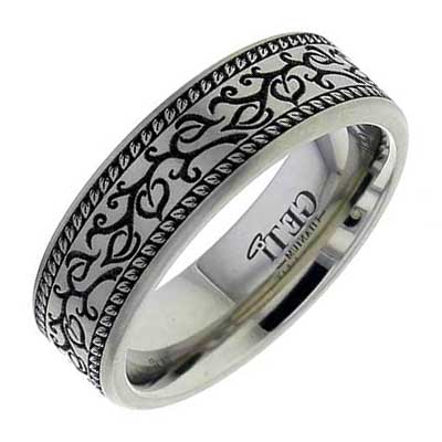 Leaves Pattern Titanium Wedding Ring, Best Wedding Rings