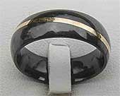 Gold Inlay Mens Black Wedding Ring