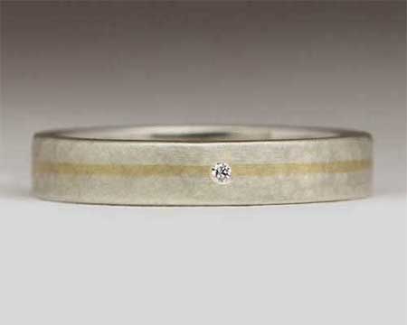 Gold Inlay Womens Diamond Wedding Ring