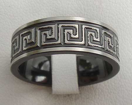 Greek Key Mens Wedding Ring
