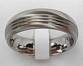 Grooved Domed Titanium Wedding Ring