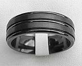 Grooved Mens Black Wedding Ring