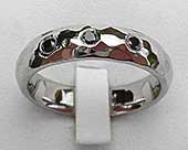 Hammered Black Diamond Womens Wedding Ring