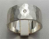Hammered Diamond Mens Wedding Ring