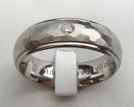 Hammered Diamond Wedding Ring