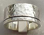 Hammered Etched Silver Wedding Ring