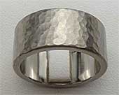 Hammered Flat Titanium Wedding Ring