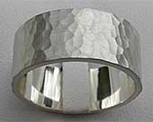 Hammered Silver Mens Wedding Ring