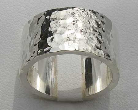 Hammered Silver Wedding Ring