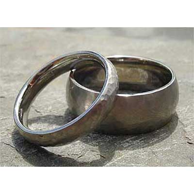 Hammered Titanium Wedding Rings