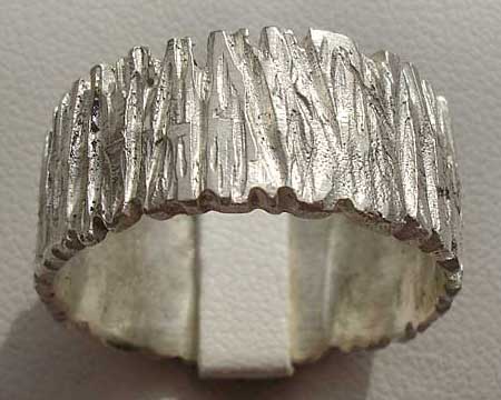 Handmade Textured Silver Wedding Ring